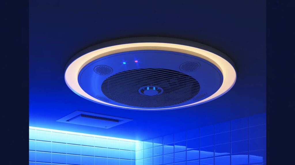 Integrated LED lighting exhaust fan installed by electrician reno