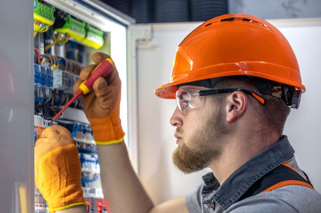 Commercial electricians near me installing wiring for a commercial tenant improvement or remodel